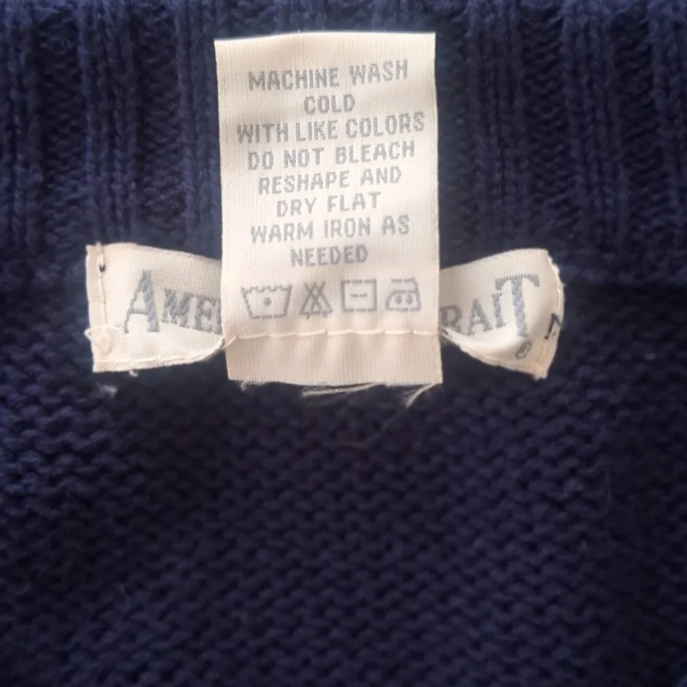 American Portrait USA Flag Retro Americana Knit Sweater Navy Blue Patriotic Sz M - Picture 8 of 8